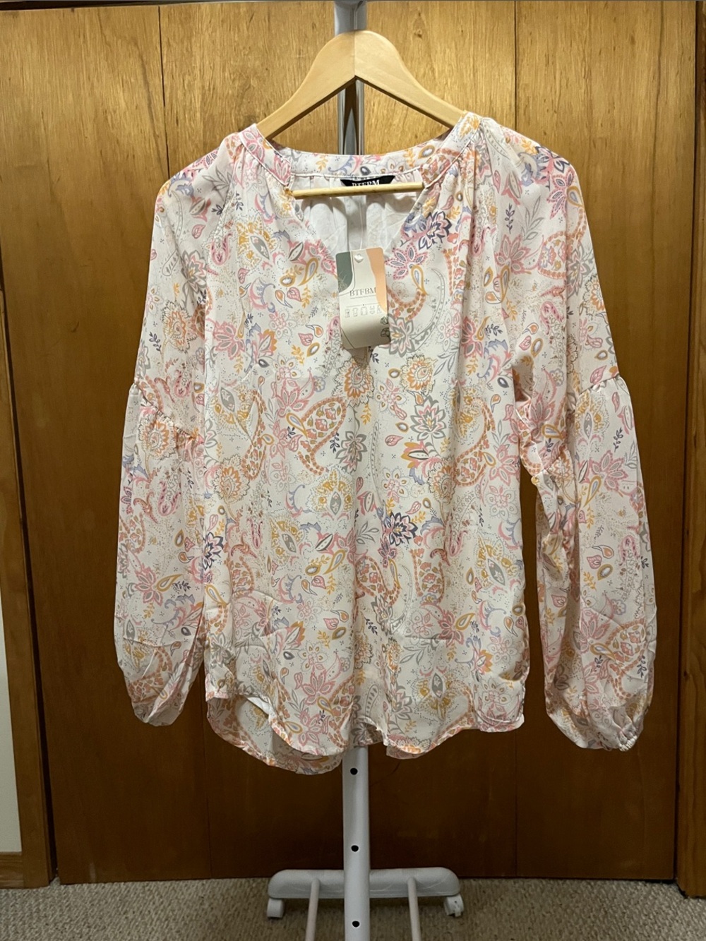 BTFBM Floral Paisley Long Sleeved Blouse Size S NWT